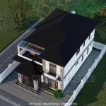 Tổng thể mẫu nhà mái Nhật 2 tầng