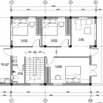 Bản vẽ bố trí mặt bằng công năng tầng 2 mẫu nhà ống 2 tầng 8x10m có 3 phòng ngủ.