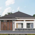 Hệ thống cổng và tường rào bê tông kiên cố đồng bộ kiến trúc với mẫu nhà cấp 4 mái nhật đẹp vùng ngoại ô.