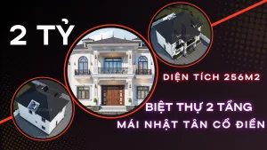 mẫu nhà biệt thự 2 tầng mái Nhật tân cổ điển