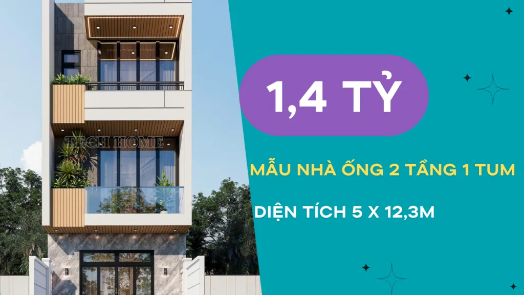 mẫu nhà ống 2 tầng 1 tum đẹp