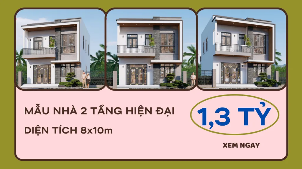 mẫu nhà ống 2 tầng 8x10m