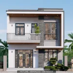 Phối cảnh mặt tiền chính diện mẫu nhà ống 2 tầng 8x10m hiện đại tại Hải Phòng.