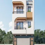 Phối cảnh mặt tiền chính diện mẫu nhà ống 3 tầng hiện đại mặt tiền 5m đẹp tại Hải Phòng.